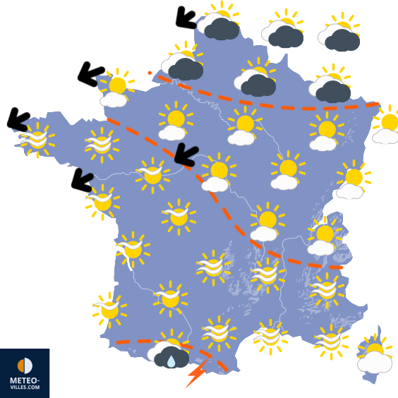 Carte de prévisions du temps du Samedi 18 avril 2026