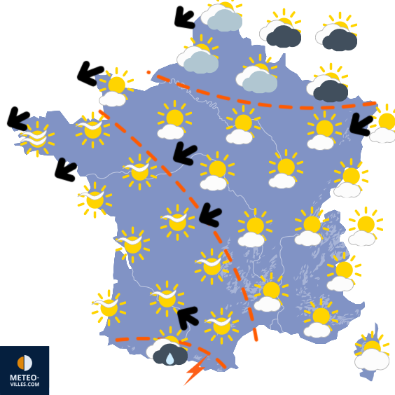 Carte de prévisions du temps du Dimanche 19 avril 2026