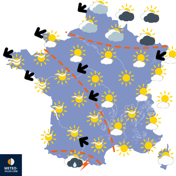 Carte de prévisions du temps du Lundi 20 avril 2026