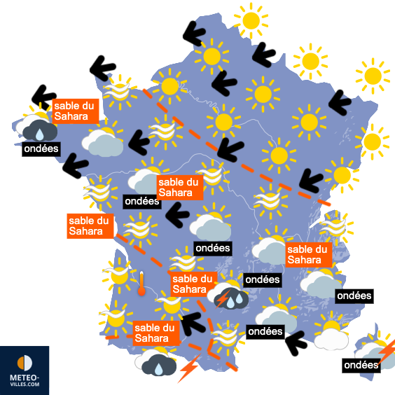 Carte de prévisions du temps du Mercredi 22 avril 2026