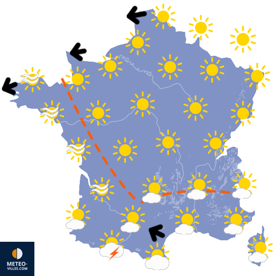 Carte de prévisions du temps du Dimanche 19 avril 2026
