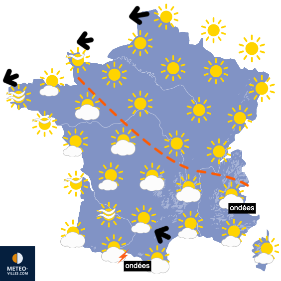 Carte de prévisions du temps du Lundi 20 avril 2026