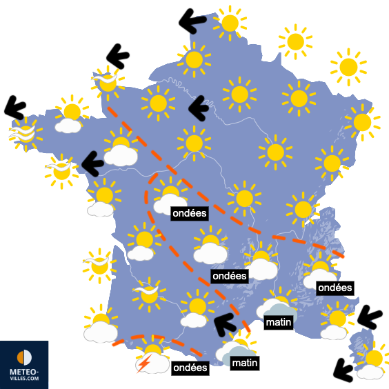 Carte de prévisions du temps du Mercredi 22 avril 2026