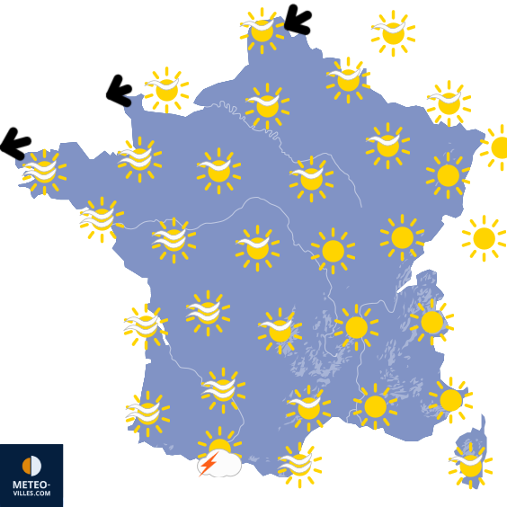 Carte de prévisions du temps du Dimanche 19 avril 2026