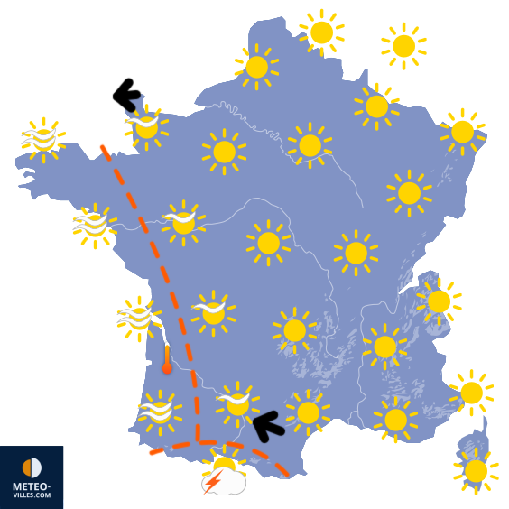 Carte de prévisions du temps du Mercredi 22 avril 2026