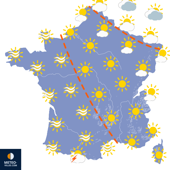 Carte de prévisions du temps du Dimanche 19 avril 2026