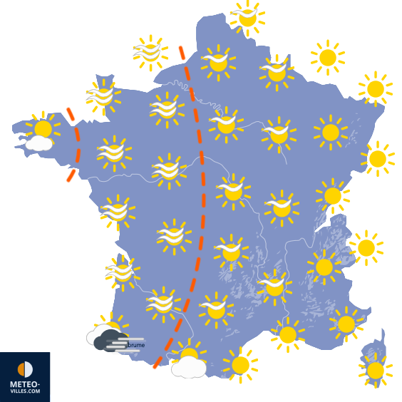 Carte de prévisions du temps du Lundi 20 avril 2026