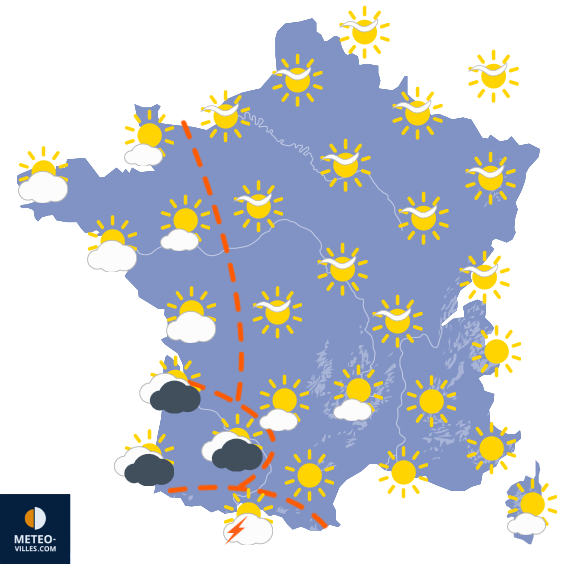 Carte de prévisions du temps du Mercredi 22 avril 2026