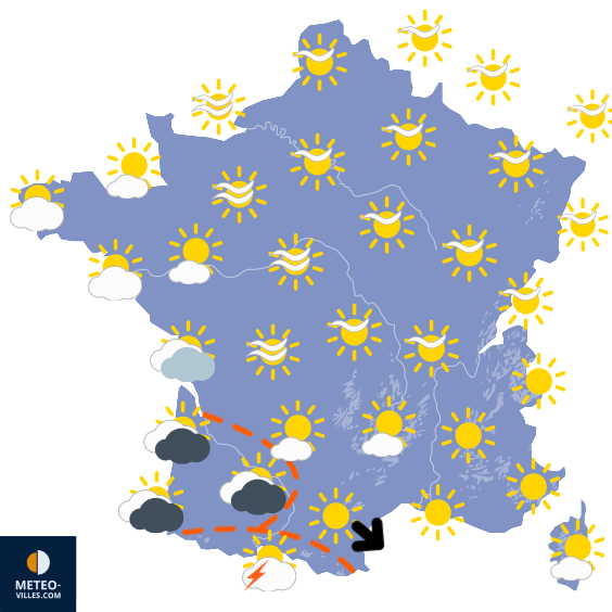Carte de prévisions du temps du Samedi 25 avril 2026