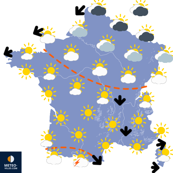 Carte de prévisions du temps du Dimanche 19 avril 2026