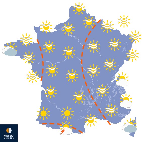 Carte de prévisions du temps du Lundi 20 avril 2026