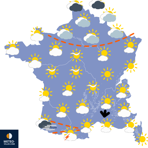 Carte de prévisions du temps du Mardi 21 avril 2026