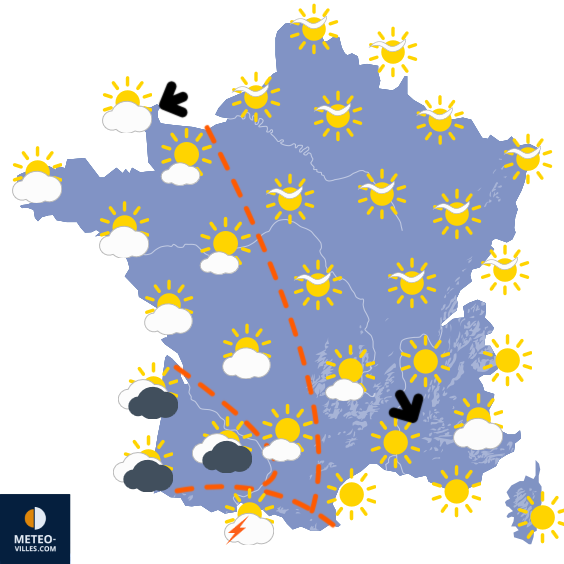 Carte de prévisions du temps du Mercredi 22 avril 2026