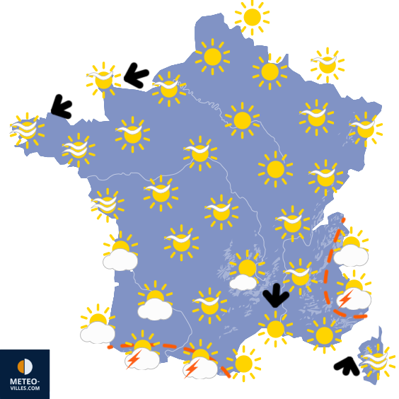 Carte de prévisions du temps du Dimanche 26 avril 2026