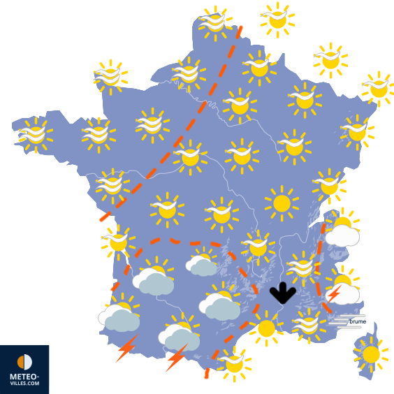 Carte de prévisions du temps du Samedi 25 avril 2026