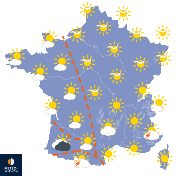 Carte de prévisions du temps du Mercredi 22 avril 2026
