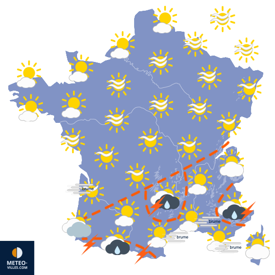 Carte de prévisions du temps du Lundi 27 avril 2026