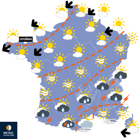 Carte de prévisions du temps du Lundi 27 avril 2026