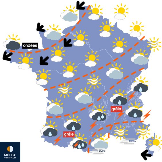 Carte de prévisions du temps du Mardi 28 avril 2026