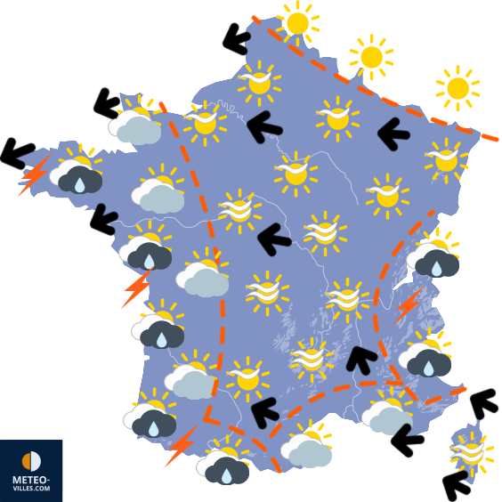 Carte de prévisions du temps du Lundi 27 avril 2026
