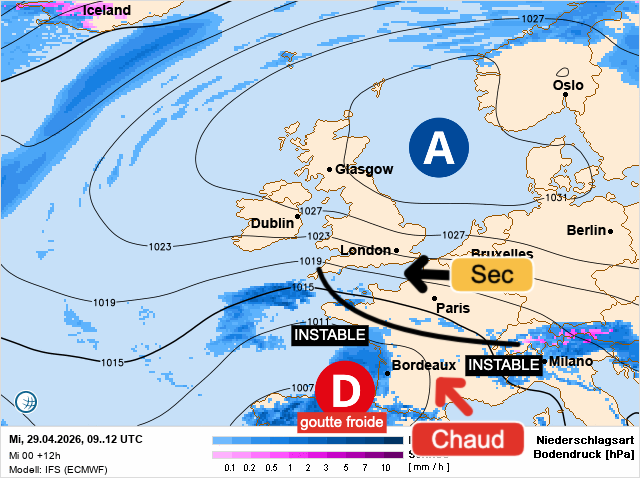 Carte de prévisions d'europe du Mercredi 29 avril 2026