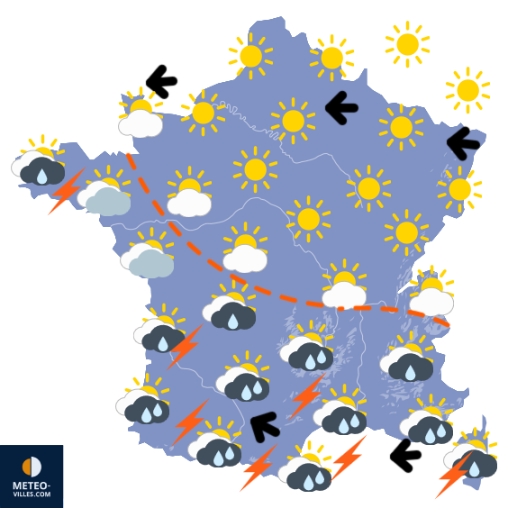 Carte de prévisions du temps du Lundi 27 avril 2026