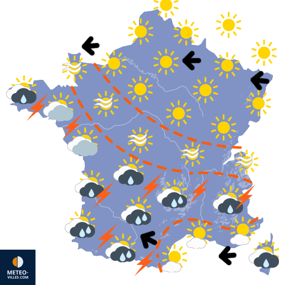 Carte de prévisions du temps du Lundi 27 avril 2026