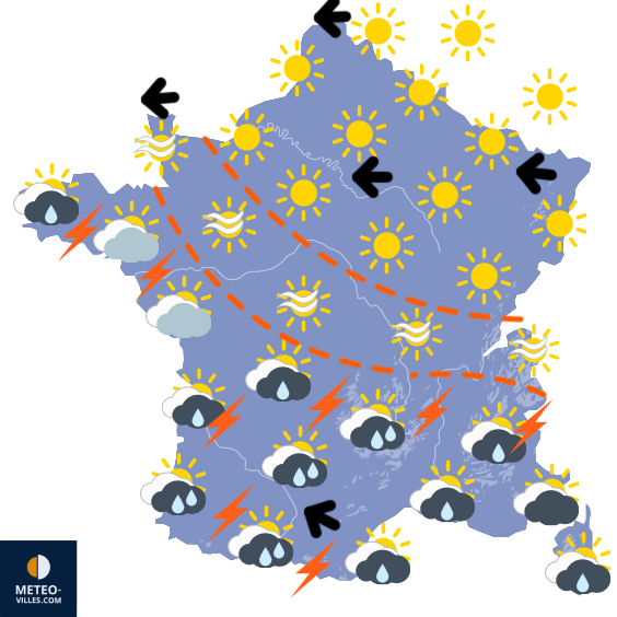 Carte de prévisions du temps du Mardi 28 avril 2026