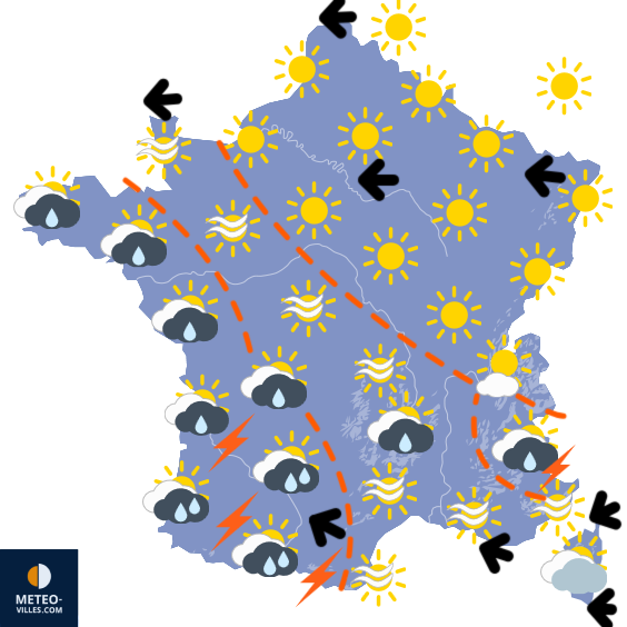Carte de prévisions du temps du Mercredi 29 avril 2026