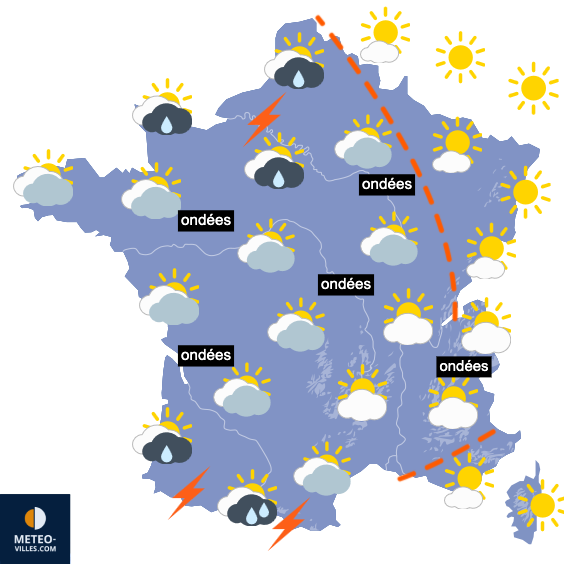 Carte de prévisions du temps du Lundi 27 avril 2026