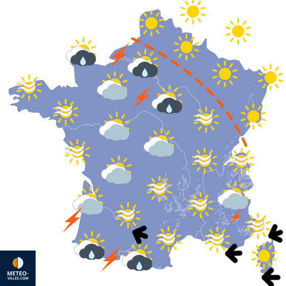 Carte de prévisions du temps du Mardi 28 avril 2026