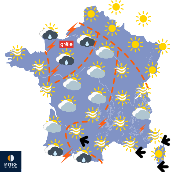 Carte de prévisions du temps du Mercredi 29 avril 2026