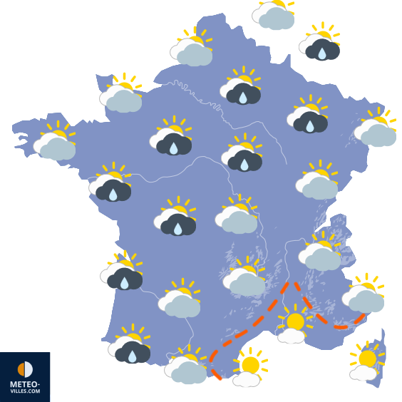 Carte de prévisions du temps du Samedi 2 mai 2026