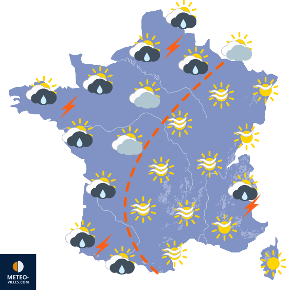 Carte de prévisions du temps du Samedi 2 mai 2026