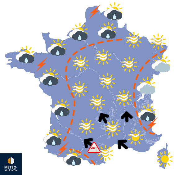 Carte de prévisions du temps du Mardi 28 avril 2026