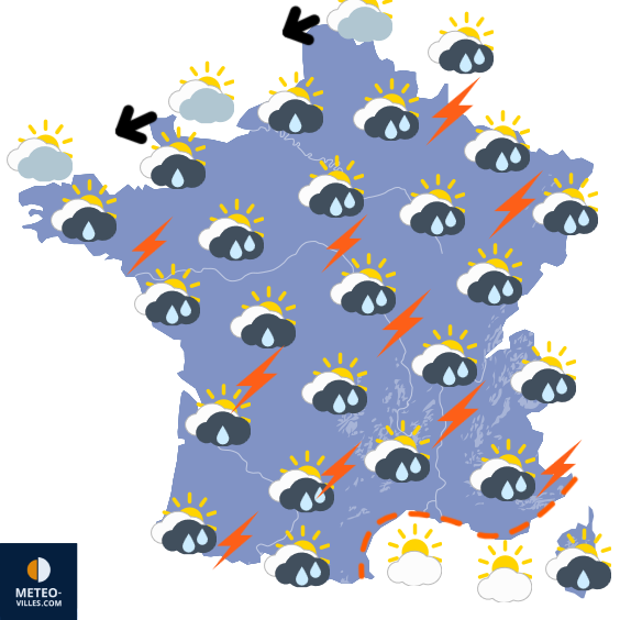 Carte de prévisions du temps du Samedi 2 mai 2026
