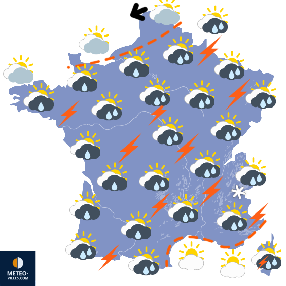 Carte de prévisions du temps du Sunday, May 3, 2026