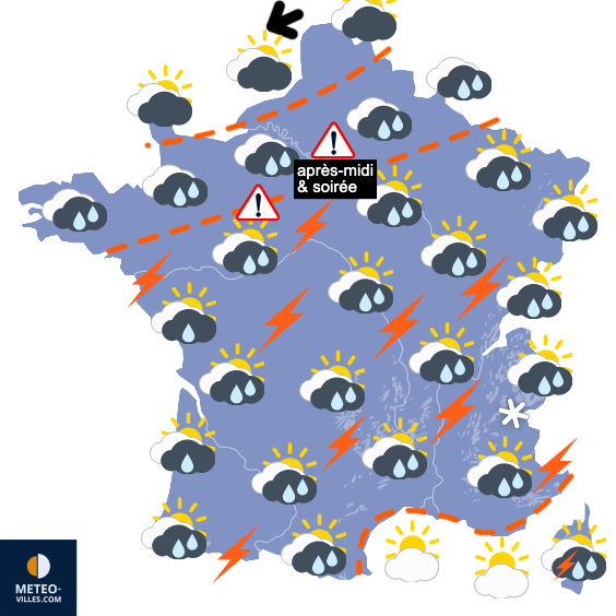 Carte de prévisions du temps du Mardi 5 mai 2026