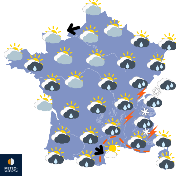 Carte de prévisions du temps du Samedi 2 mai 2026