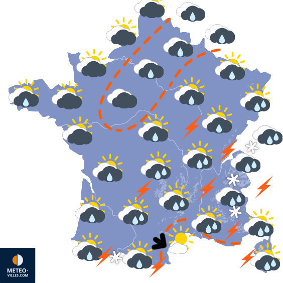 Carte de prévisions du temps du Mardi 5 mai 2026