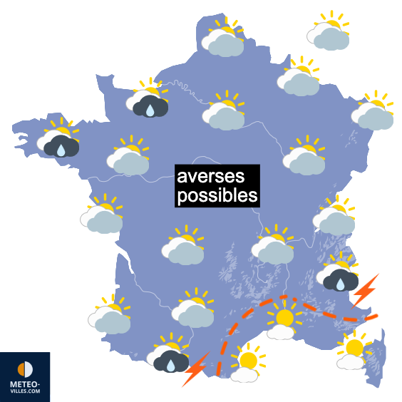 Carte de prévisions du temps du Samedi 2 mai 2026