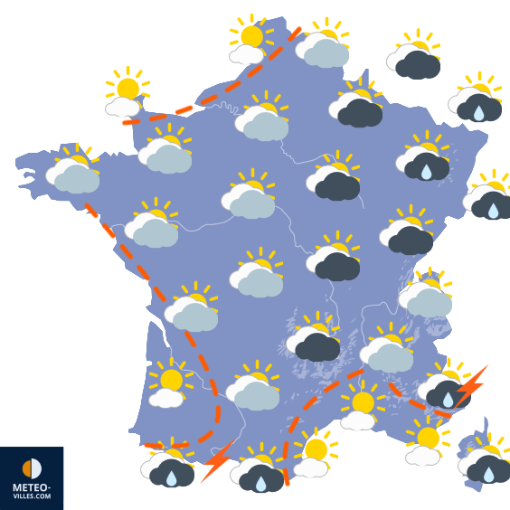 Carte de prévisions du temps du Mardi 5 mai 2026
