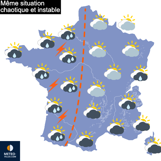 Carte de prévisions du temps du Samedi 2 mai 2026