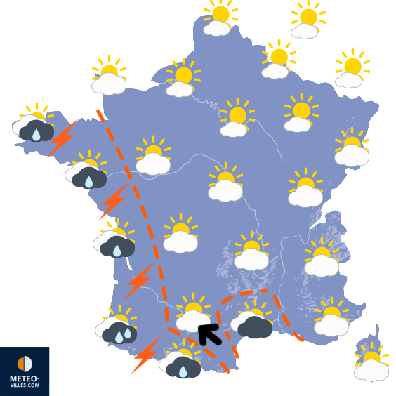 Carte de prévisions du temps du Lundi 4 mai 2026
