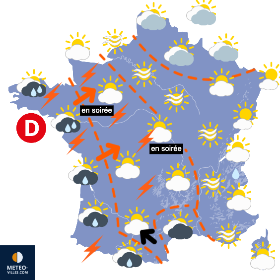 Carte de prévisions du temps du Mardi 5 mai 2026