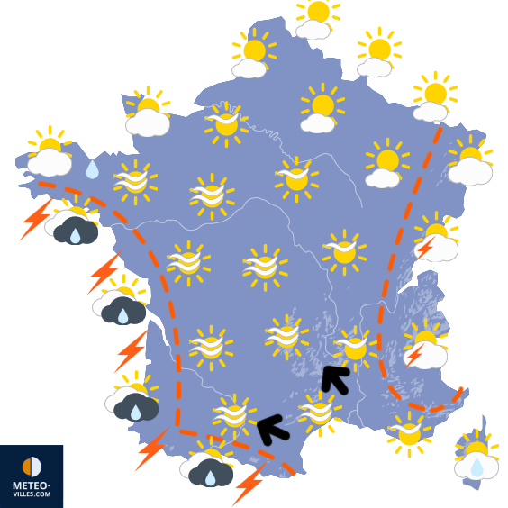 Carte de prévisions du temps du Mercredi 6 mai 2026