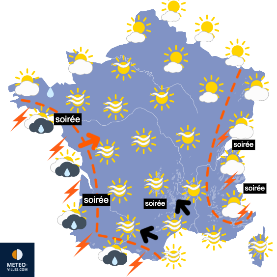 Carte de prévisions du temps du Jeudi 7 mai 2026