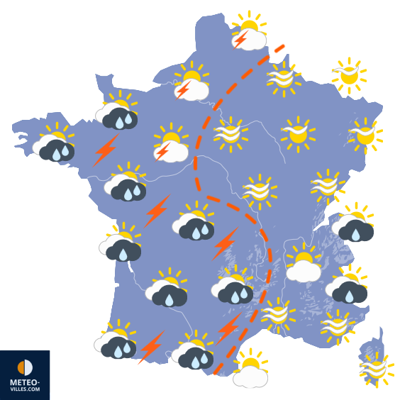 Carte de prévisions du temps du Mardi 5 mai 2026