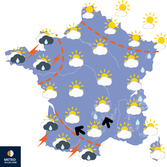 Carte de prévisions du temps du Vendredi 8 mai 2026