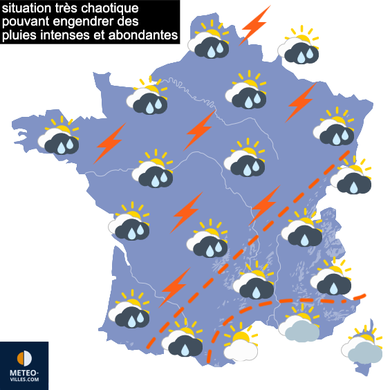 Carte de prévisions du temps du Mardi 5 mai 2026